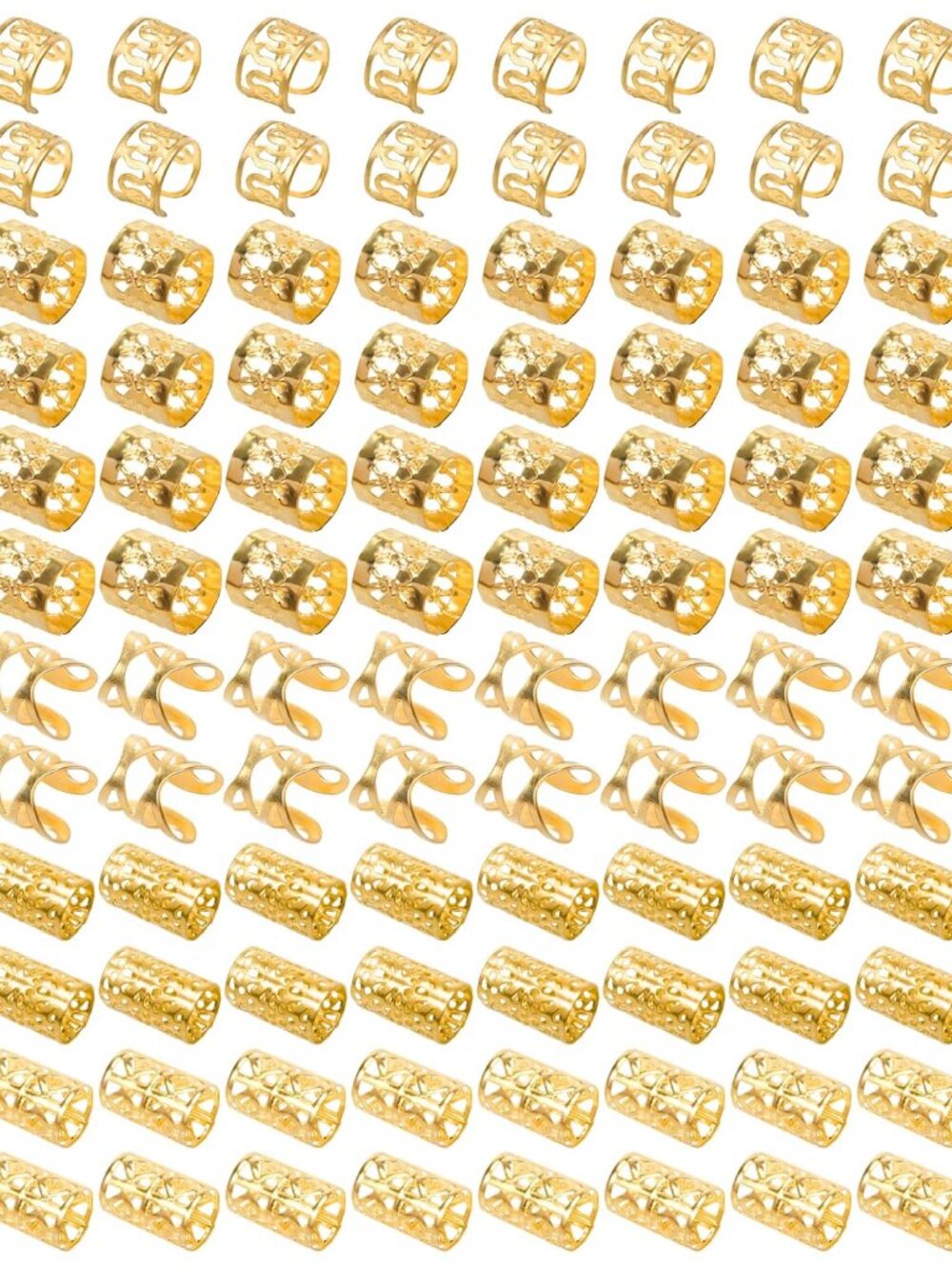 120 PCS Gold Dreadlock Beads Hair Jewelry Braids Accessories for Goddess Locs Cr